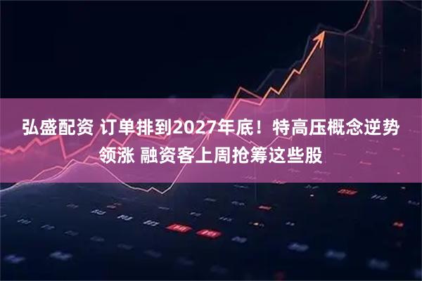 弘盛配资 订单排到2027年底！特高压概念逆势领涨 融资客上周抢筹这些股